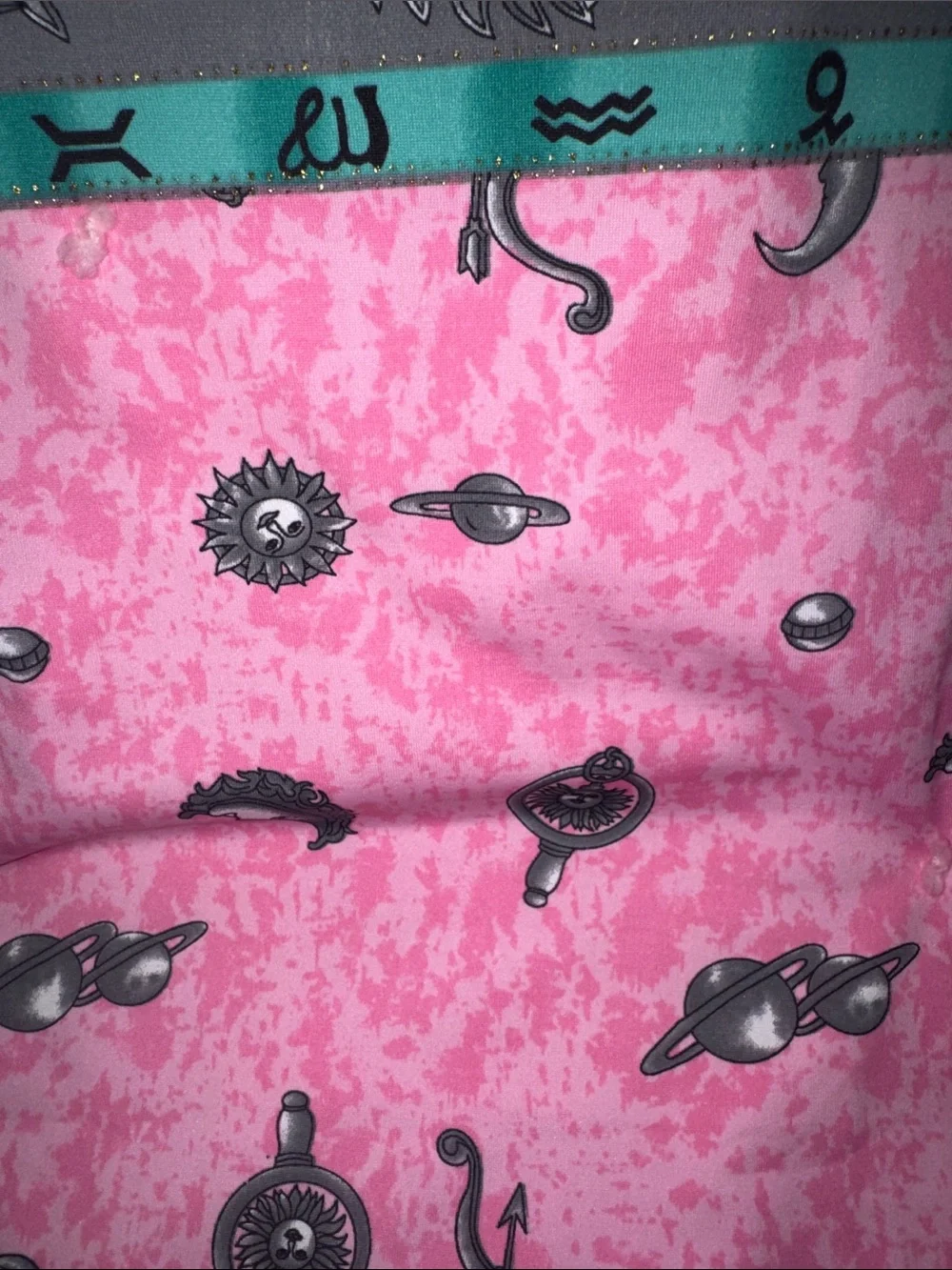 Vintage 90s Celestial Sun Moon Stars Quilted Throw Blanket Pink Teal Retro 36x62